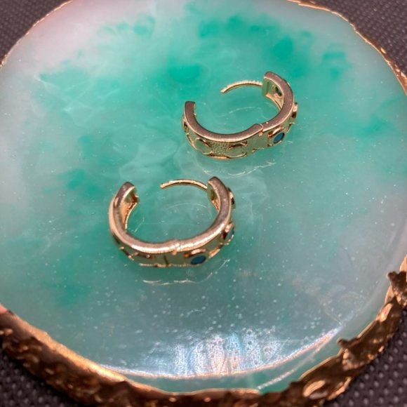 Turquoise Gold Earrings - Picture 3 of 8